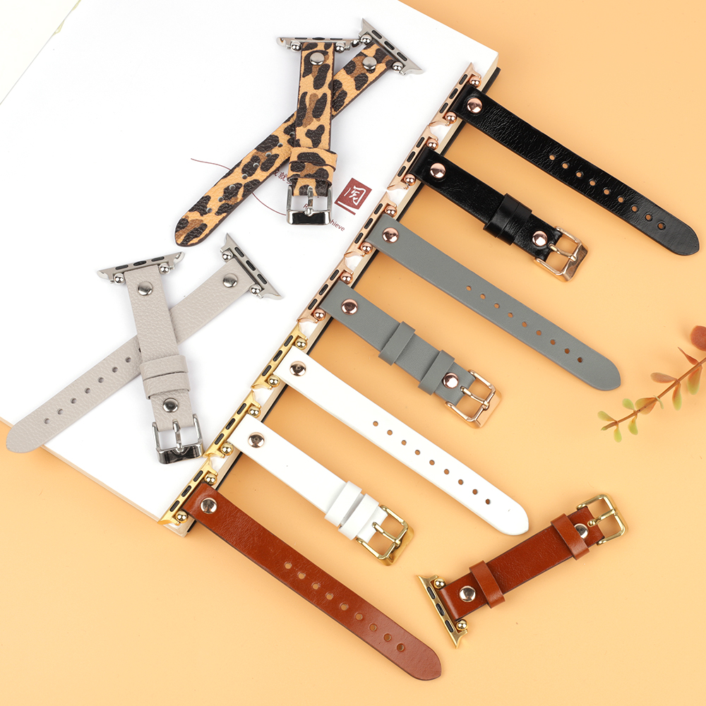 Smartwatch Slim Watches For Men - Slim Thin Band Leather Rivet Studded
