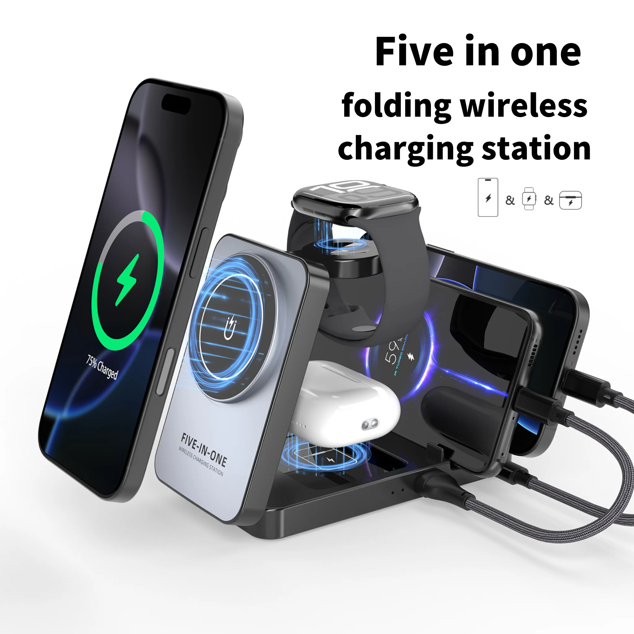 Iwatch Smartwatch - 5 in 1 18W Foldable Wireless