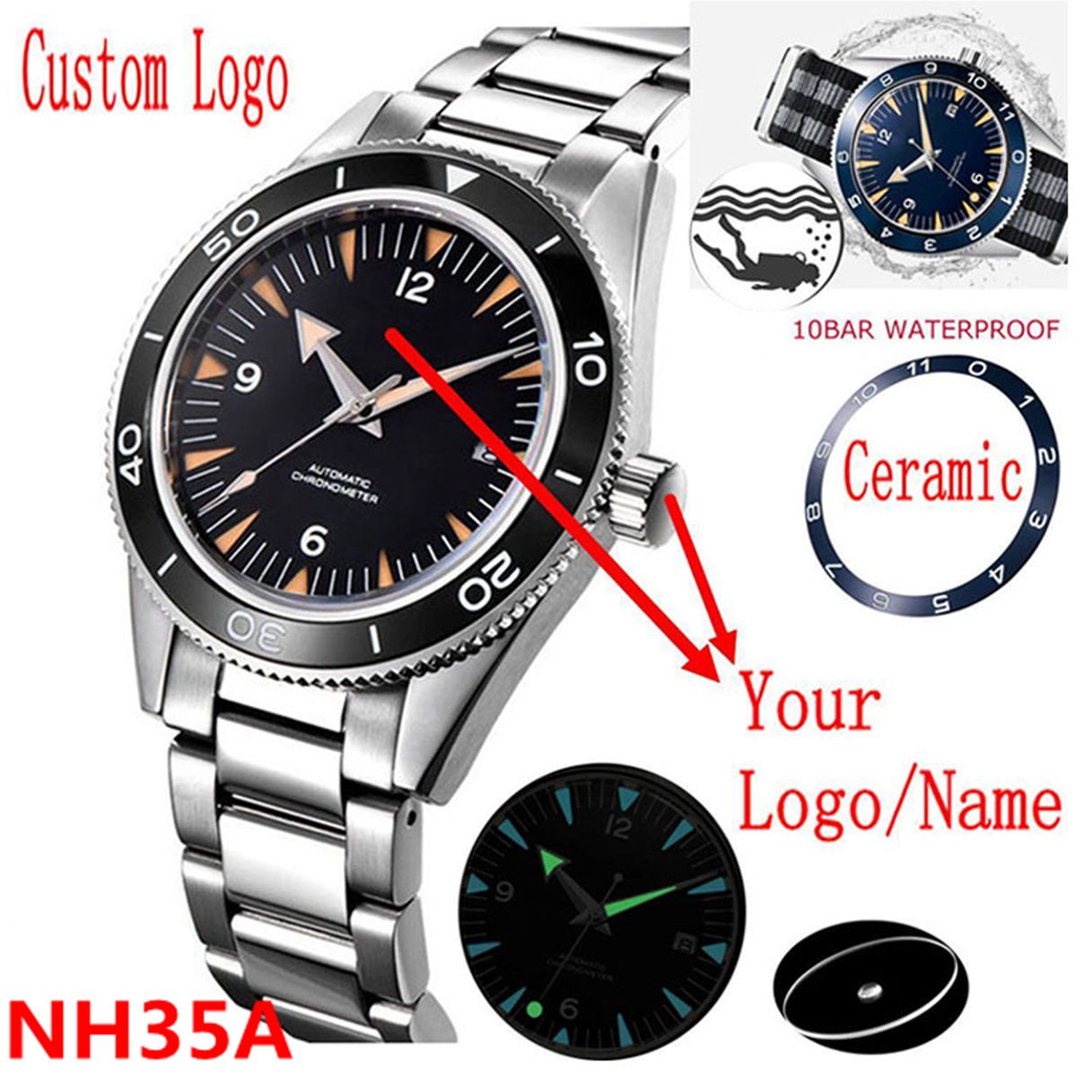 Custom Logo NH35 Movement Watc - Luxury Ceramic Watch incelemesi ve fiyatı