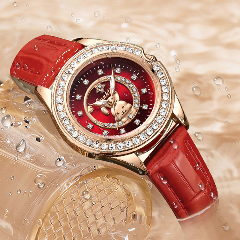 SUNKTA New Fashion Red Leather - Luxury Ceramic Watch incelemesi ve fiyatı