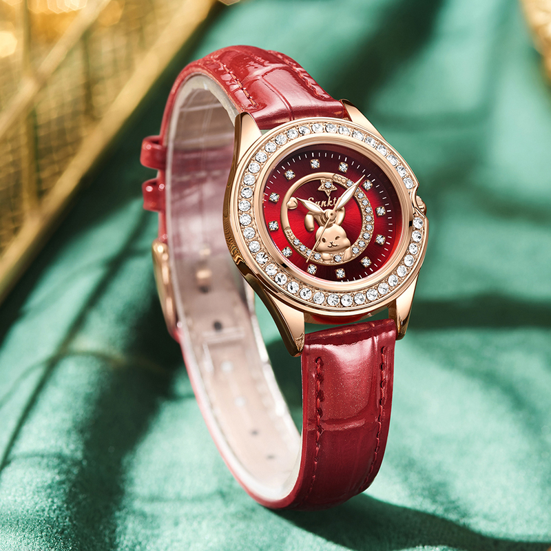 SUNKTA New Fashion Red Leather - Luxury Ceramic Watch incelemesi ve fiyatı