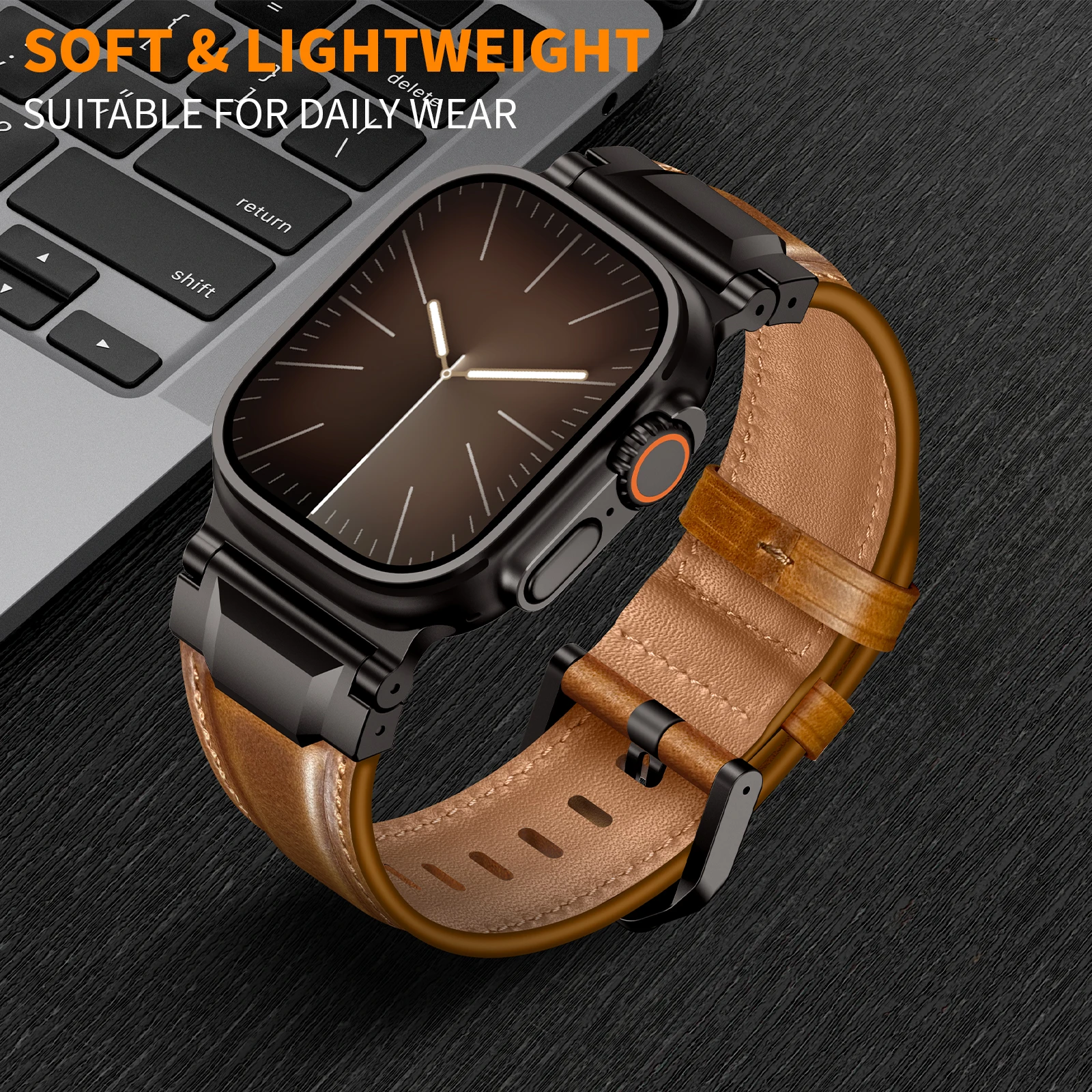 Genuine Leather Band for Apple - Smartwatch Slim Watches For Men incelemesi ve fiyatı