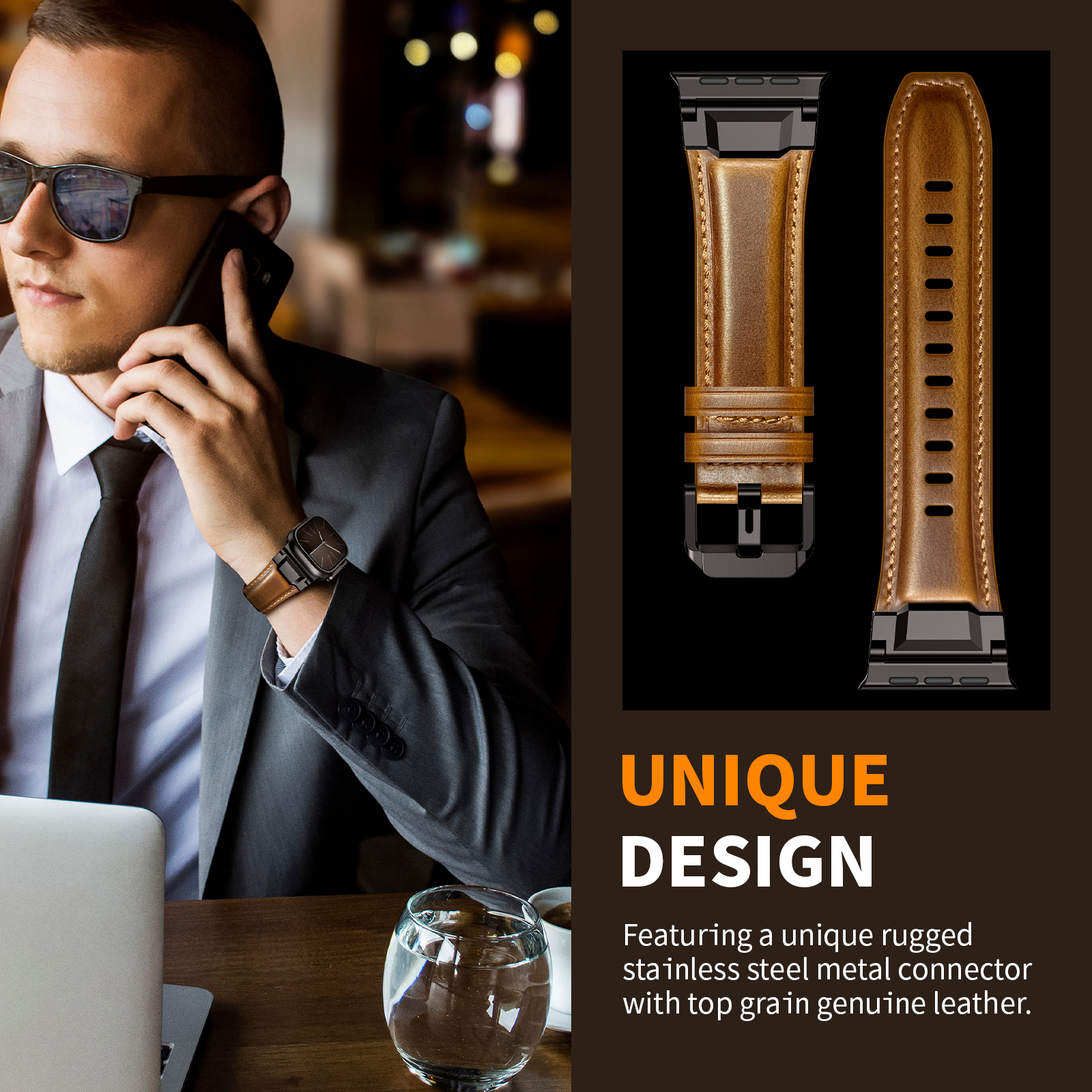 Genuine Leather Band for Apple - Smartwatch Slim Watches For Men incelemesi ve fiyatı
