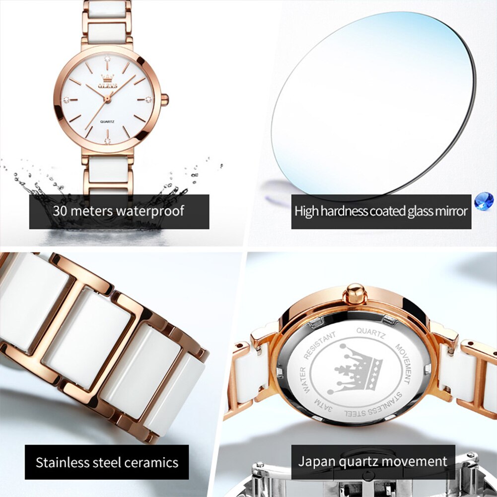 OLEVS Fashion Women Watches Re - Luxury Ceramic Watch incelemesi ve fiyatı